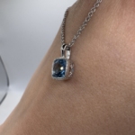 14KT White Gold Necklace With Topaz | Chain 18