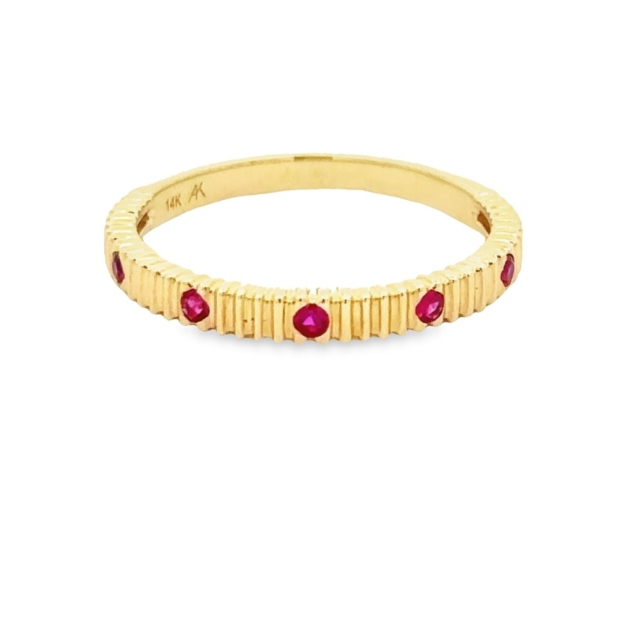 Wedding / Stackable / Anniversary Ruby Ring in Yellow Gold