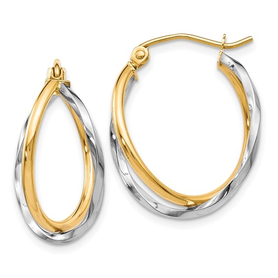 Leslie's 10K Two-Tone Hinged Hoop Earrings