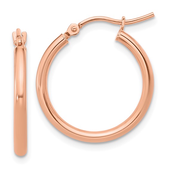 Leslie's 10K Rose Gold Polished Hinged Hoop Earrings