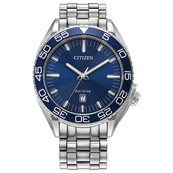 Citizen Men's Eco-Drive Sport Luxury Carson Stainless Steel Blue Dial Bracelet Watch