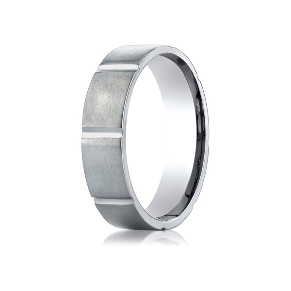 Titanium 6mm Comfort-Fit Satin-Finished Vertical Cuts Design Wedding Band Ring