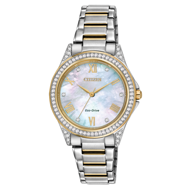 Drive from Citizen Womens Crystal Accent Two Tone Stainless Steel Bracelet Watch