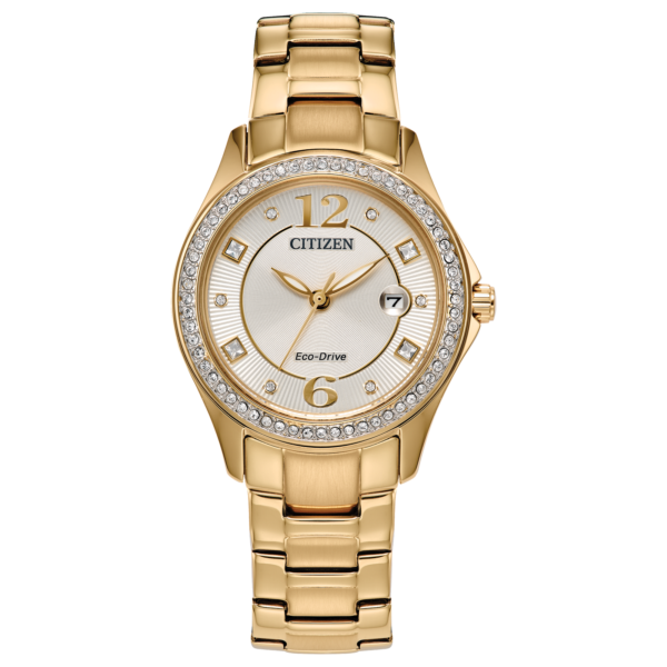 Citizen Eco-Drive Crystal Champagne Dial Gold-Tone Watch | 30mm