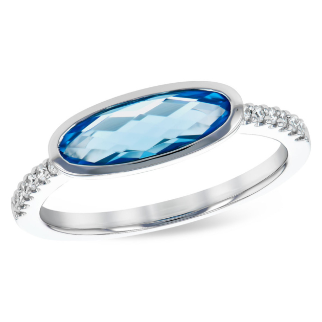 Topaz Ring in White Gold With Diamonds