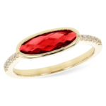 Garnet Ring in Yellow Gold With Diamonds