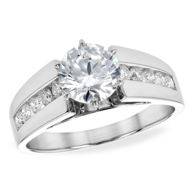 Semi Diamond ring in White Gold