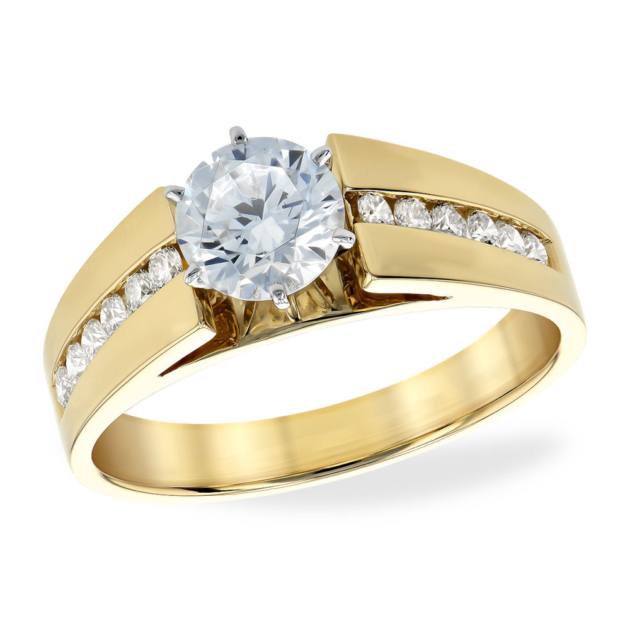 Semi Diamond ring in yellow Gold