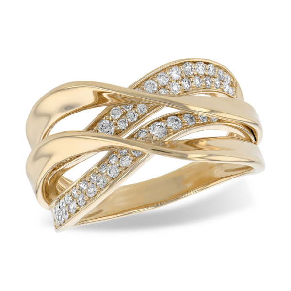 Wedding ring with diamonds in yellow gold