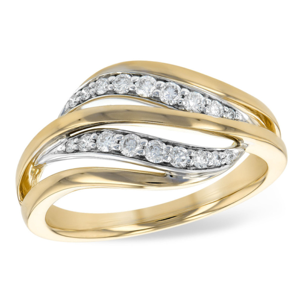 Ring with diamonds in yellow gold