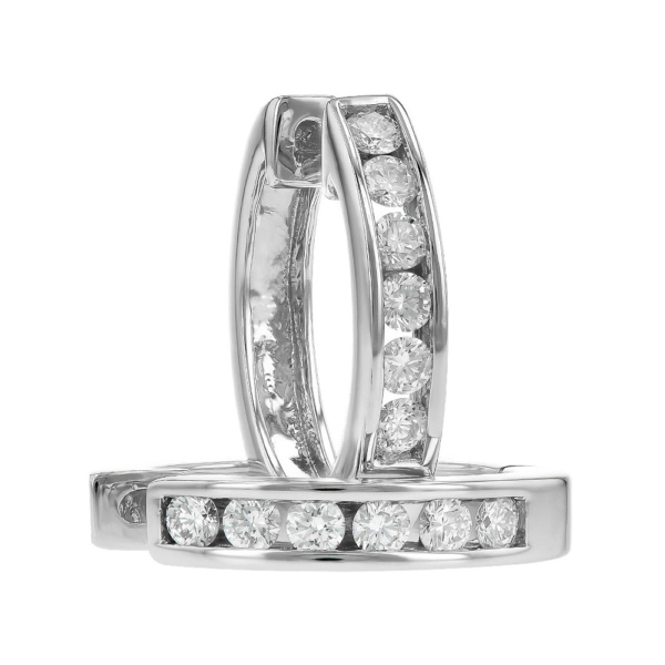 Diamond Earrings in White Gold Hoops