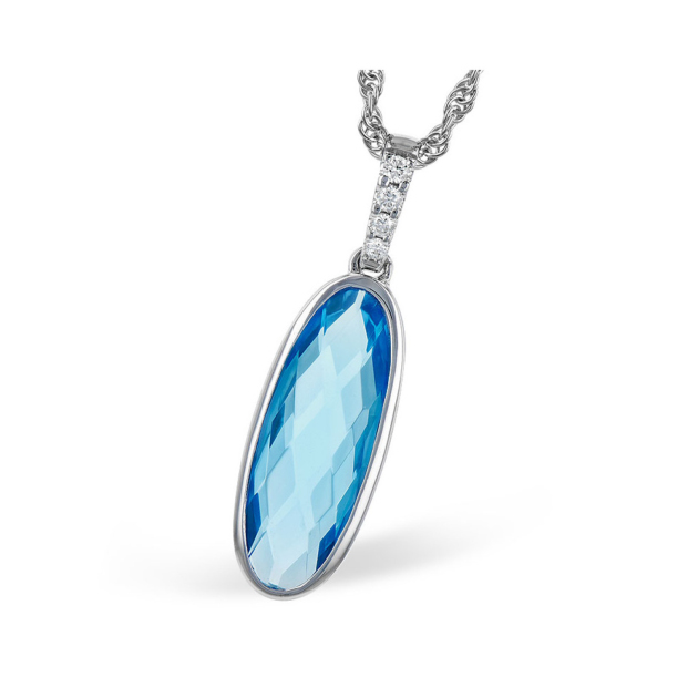 Pendant in White Gold With Topaz