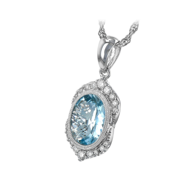 Aquamarine Necklace With Diamonds