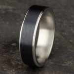 THE REMBRANDT 6.5mm, Comfort fit 14K White Gold and Black Titanium Satin center, polished thin edges