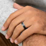 THE REMBRANDT 6.5mm, Comfort fit 14K White Gold and Black Titanium Satin center, polished thin edges