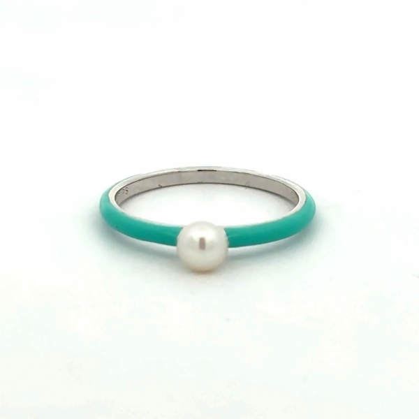 Sterling Silver Light Green Freshwater Pearl 5-5.5mm Ring