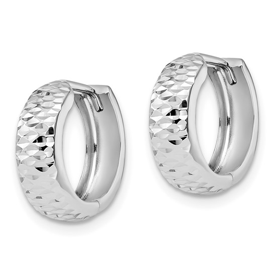 Leslie's 10K White Gold Polished and D/C Hoop Earrings