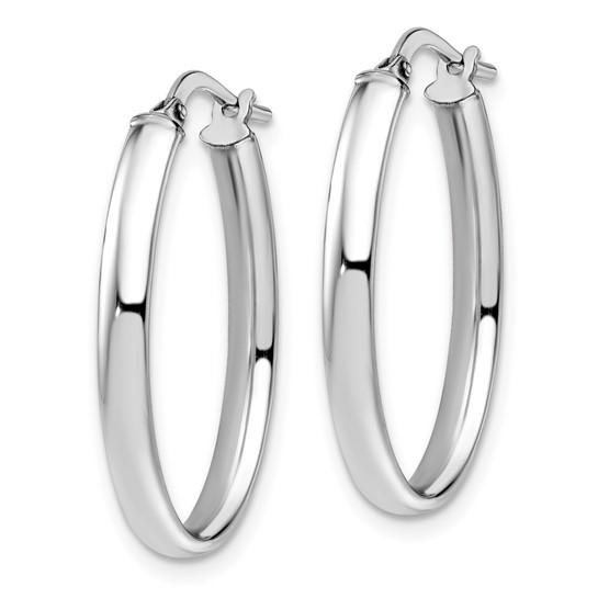 Leslie's 10K White Gold Polished Oval Hoop Earrings