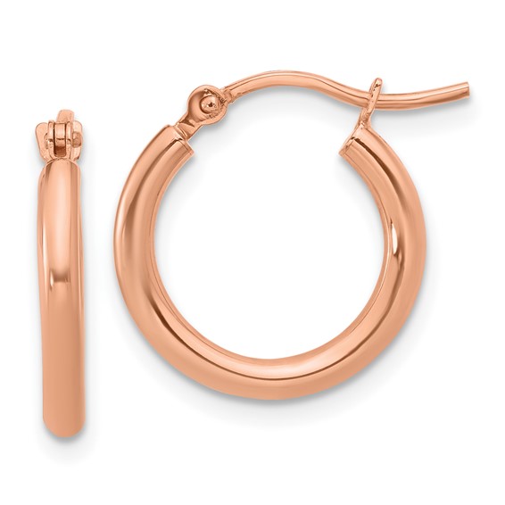 Leslie's 10K Rose Gold Polished Hinged Hoop Earrings