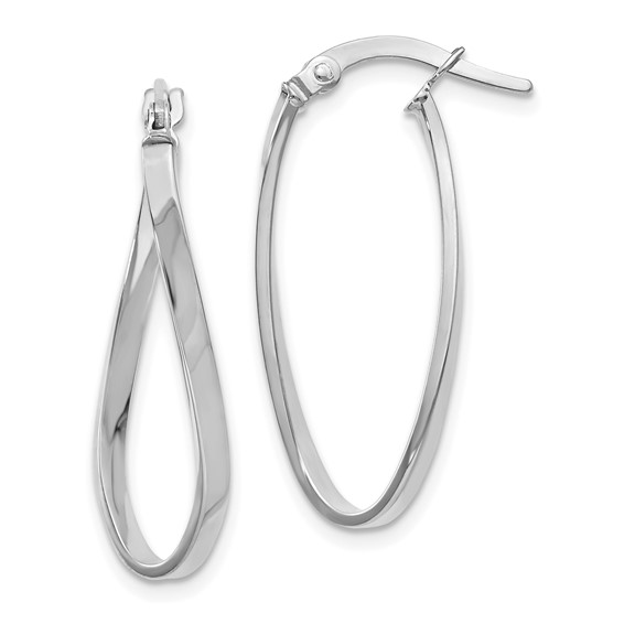 Leslie's 14K White Gold Polished Oval Hoop Earrings