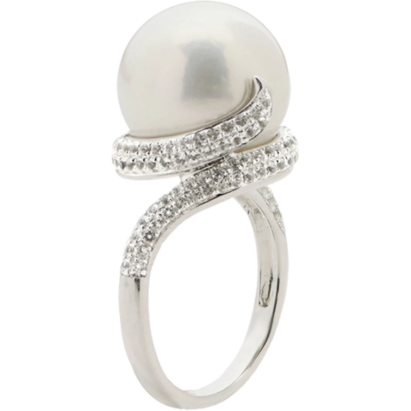 Imperial Sterling Silver Cultured Freshwater Pearl and White Topaz Ring