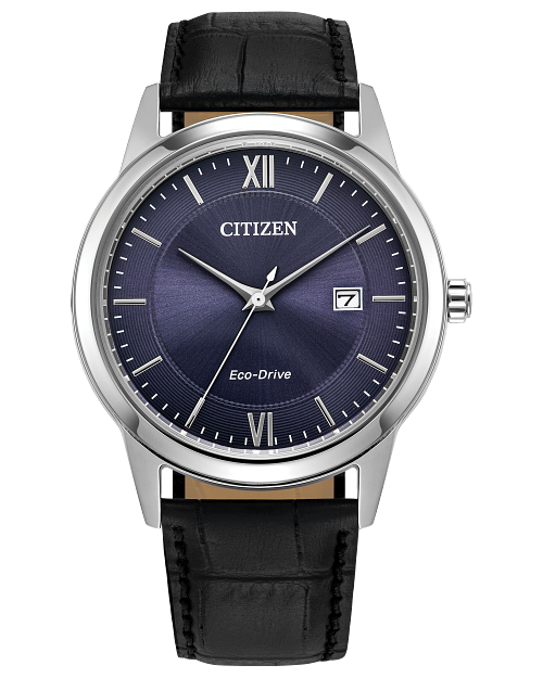 Citizen Eco-Drive Classic Blue Dial Black Leather Strap Watch | 40mm