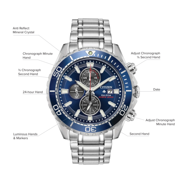 Men's Citizen Eco-Drive® Promaster Diver Chronograph Watch with Dark Blue Dial