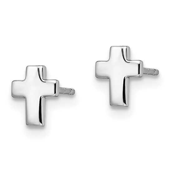 Leslie's 14K White Gold Polished Cross Post Earrings