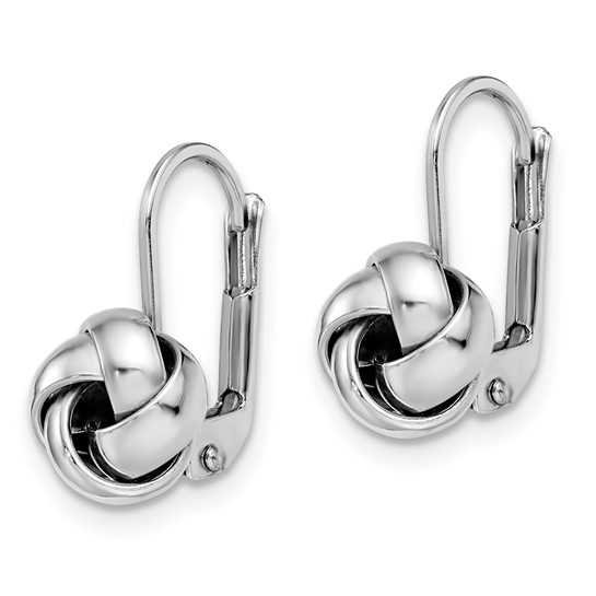 Leslie's 14K with White Rhodium Plating Polished Love Knot Leverback Earrings