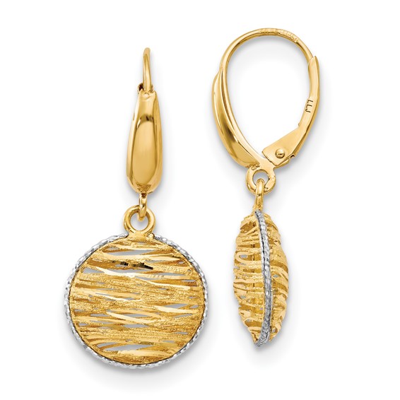 Leslie's 14K with Rhodium Polished D/C Hollow Earrings