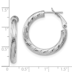 Leslie's 14K 4x20 White Gold D/C Round Omega Back Hoop Earrings - Image 2