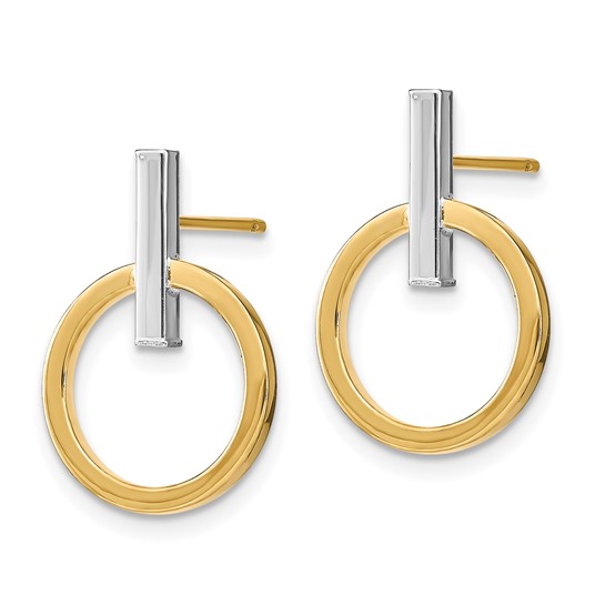 Image of Leslie's 14K with White Rhodium Polished Post Dangle Earrings Leslie's 14K with White Rhodium Polished Post Dangle Earrings