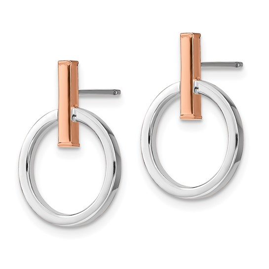 Leslie's 14K with White Rhodium and Rose Gold-Plating Polished Post Dangle Earrings