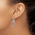 Leslie's 14K with White Rhodium Plated Polished Textured Post Dangle Earrings