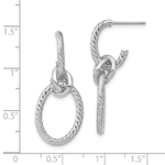 Leslie's 14K with White Rhodium Plated Polished Textured Post Dangle Earrings - Image 2