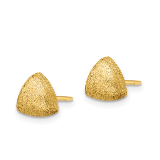 Leslie's 14K Polished and Scratch Finish Triangle Button Post Earrings