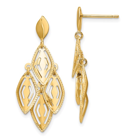 Leslie's 14k Polished D/C Post Dangle Chandelier Earrings