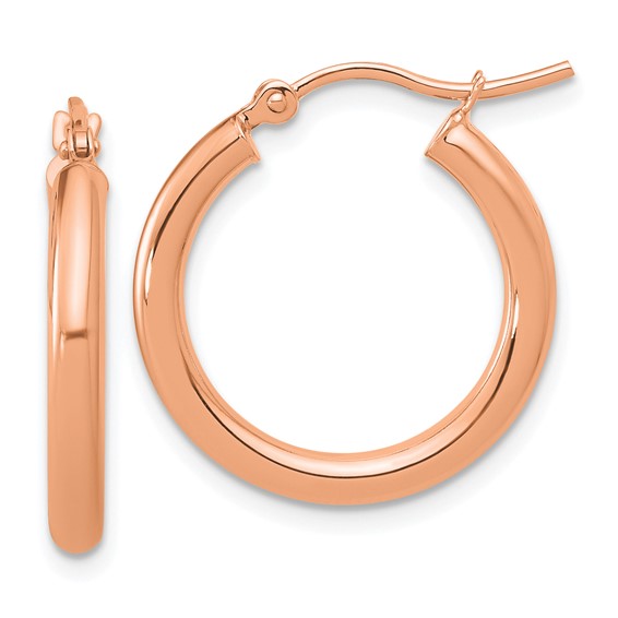 Leslie's 14k Rose Gold Polished 2.5mm Lightweight Tube Hoop Earrings