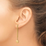 Leslie's 14K Polished Bar with Brushed Bead Dangle Post Earrings - Image 2