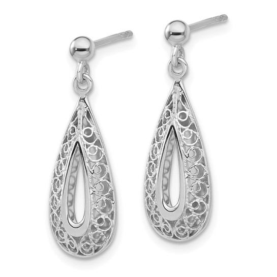 Leslie's 14K White Gold Filigree Teardrop Post Dangle Earrings