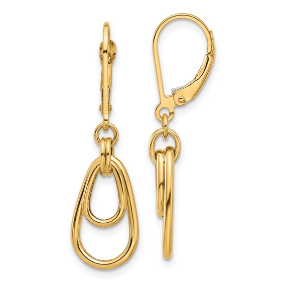 Leslie's 14K Polished Teardrop Dangle Leverback Earrings