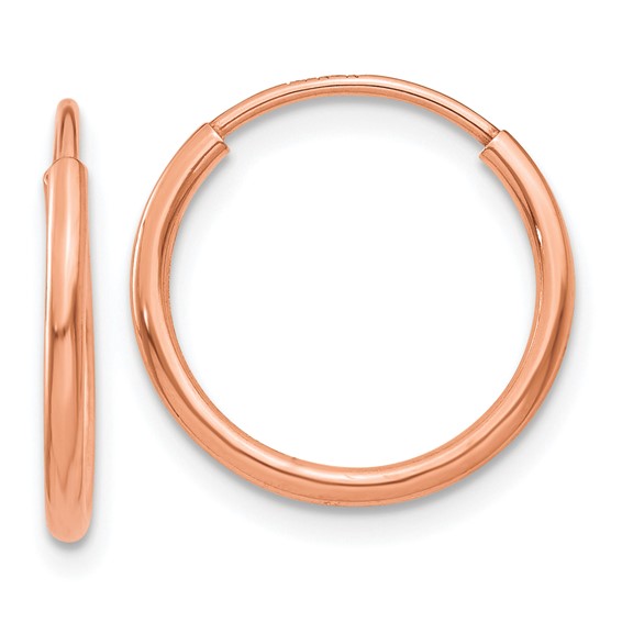 Leslie's 14k Rose Gold 1.2mm Polished Endless Hoop Earrings