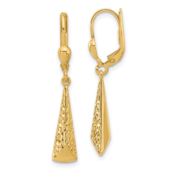 Leslie's 14K Polished and Diamond-cut Dangle Leverback Earrings