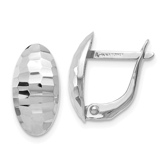 Leslie's 14K White Gold Polished and Hammered Hinged Post Earrings