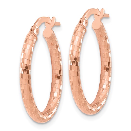 Leslie's 14K Rose Gold Textured Oval Hoop Earrings