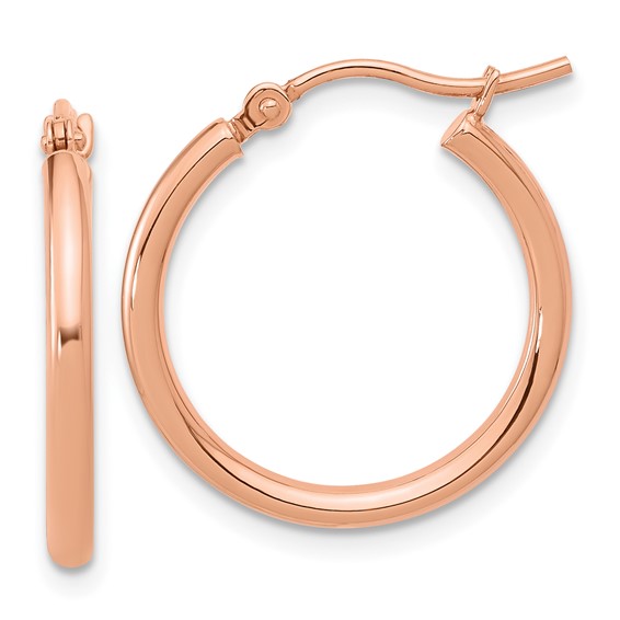 Leslie's 14K Rose Gold 2x20mm Polished Hoop Earrings