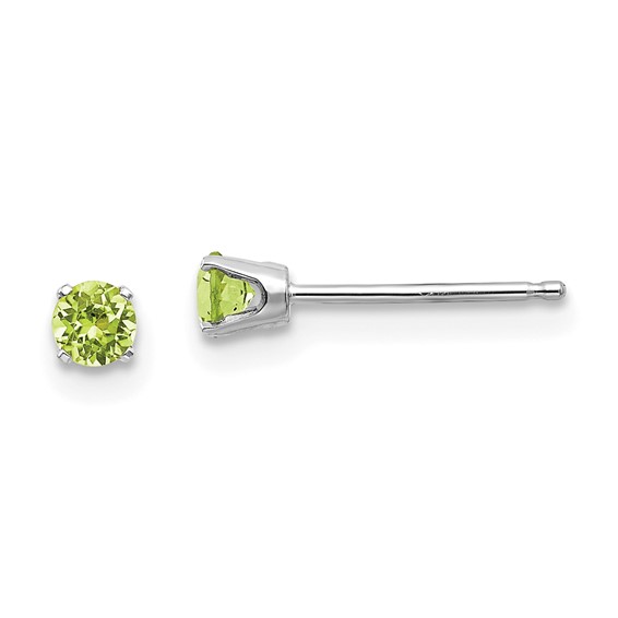 14k White Gold 3mm Peridot Stud Earrings