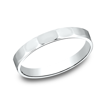 The Fashionista High Polished Band With Subtle Facets Metal: 14K White Gold Width: 2mm Comfort fit.