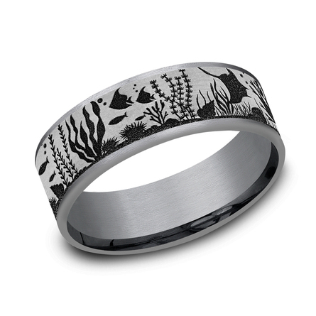 THE OCEAN 7.5mm, Comfort fit Grey Tantalum and Grey/Black Titanium Ocean life design, thin edges