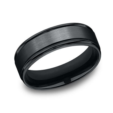 THE WASHINGTON 8mm, Comfort fit Black Cobalt Satin center, polished edges